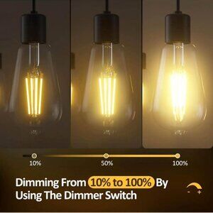 immable Edison LED Light Bulbs 60 Watt Equivalent, 6W 2700K Warm Light E26
